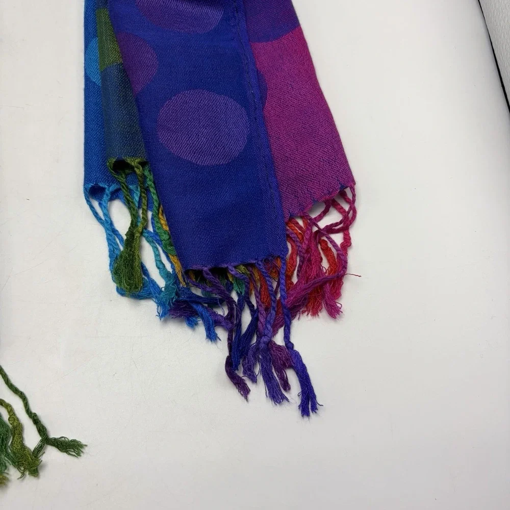 Cachemire Scarf 100% Cashmere Polka Dot Italy Color Block Rainbow Polka Dot Read